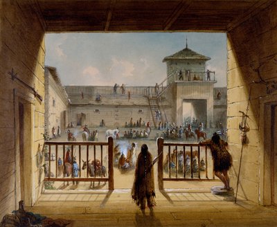 Interior of Fort Laramie by Alfred Jacob Miller
